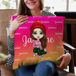 Gepersonaliseerde kleurrijke gradiënt cartoon karakter woord wolk kussenhoes met namen Home Decor Kerst verjaardagscadeau voor familie kinderen