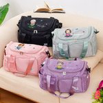 Personalised Waterproof Cartoon Birth Flower Name Weekend Bag with Shoulder Strap and Compartments Birthday Christmas Gift for Women