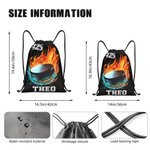 Personalised Fire Flame Baseball Basketball Softball Sports Ball Drawstring Backpack Bag with Name and Number Team Birthday Gift for Sports Lovers