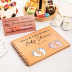 Personalisierte hölzerne Baby-Dusche-Gästebuch mit Namen Datum Fußabdruck Baby-Dusche Geschenk für neugeborene Eltern