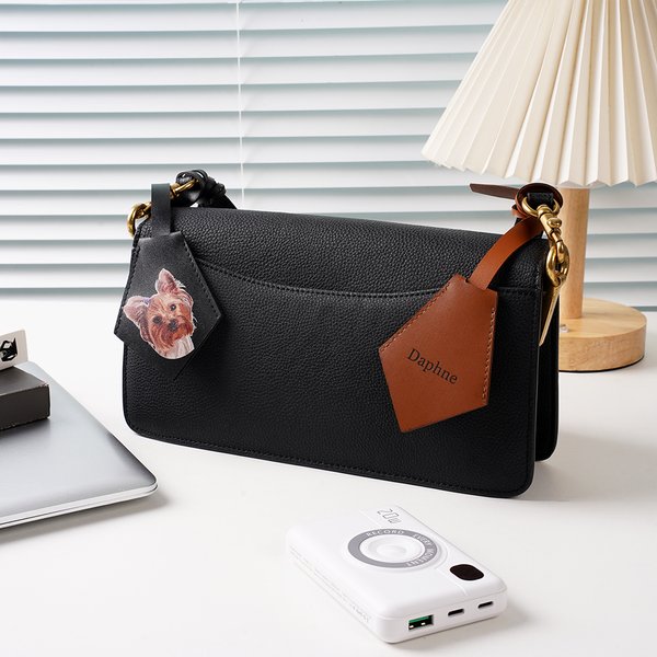 Personalizada Perro Gato Foto Etiqueta de la bolsa de cuero con nombre Regalo de cumpleaños para los amantes de las mascotas