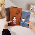 Taccuino di 100 pagine personalizzato con personaggio cartone animato e fiore di nascita copertina in pelle PU regalo per chi ama scrivere
