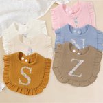 Bavoir Ajustable 100% Coton Personnalisé avec Initiale de Couronne Cadeau Noël Anniversaire pour Bébé Nouveau-né