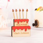Tarta de Cumpleaños Personalizada Monedero de Madera con Texto y Nombre Grabados Regalo de Cumpleaños para un Amigo de la Familia