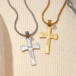 Personalized Cross Necklace with Engraved Text Religious Jewelry Baptism Christmas Gift for Men