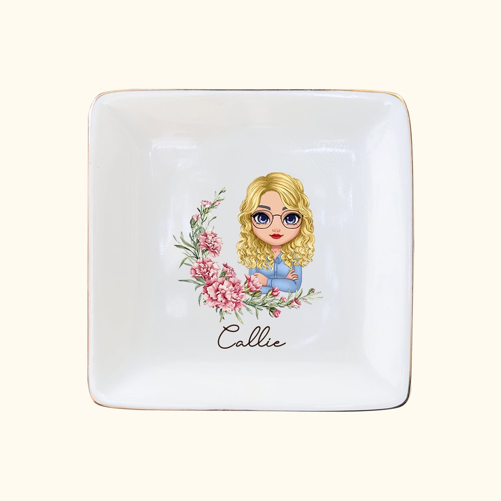 Plat à bijoux en céramique avec nom Cadeau d'anniversaire de la fête des mères pour les femmes