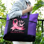 Henkilökohtainen vaaleanpunainen nauha perhonen tuki Squad Suuri Kangaskassi nimi syntymäpäivä rohkaisu lahja rintasyöpäpotilas