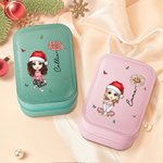 Boîte à Bijoux à Miroir LED Personnalisée avec Nom Fleur de Naissance et Personnage Cartoon Cadeau St-Valentin Noël pour Femme Fille Petite Amie