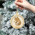 Personalizzato Cane Gatto Ritratto in legno Ornamento natalizio rotondo da appendere con nome Decorazione dell'albero di Natale Regalo in memoria dell