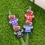 Personalised 3D Football Jersey Reusable Straw Topper Set with Number Charm Accessory for Stanley Tumbler Birthday Gift for Football Fans