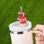 Personalised 3D Football Jersey Reusable Straw Topper Set with Number Charm Accessory for Stanley Tumbler Birthday Gift for Football Fans