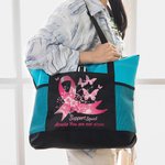 Henkilökohtainen vaaleanpunainen nauha perhonen tuki Squad Suuri Kangaskassi nimi syntymäpäivä rohkaisu lahja rintasyöpäpotilas