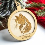 Personalizzato Cane Gatto Ritratto in legno Ornamento natalizio rotondo da appendere con nome Decorazione dell'albero di Natale Regalo in memoria dell