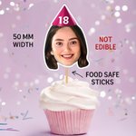 Personalized Portrait Photo Cake Topper Set of 15 Birthday Party Favors Gift for Friends Family