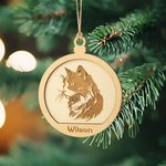 Personalizzato Cane Gatto Ritratto in legno Ornamento natalizio rotondo da appendere con nome Decorazione dell'albero di Natale Regalo in memoria dell