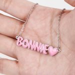 Personalized Colorful 3D Enamel Bubble Letter Name Necklace Dainty Jewelry Anniversary Birthday Gift for Women