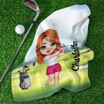Personalisiertes Super Saugfähiges Cartoon Charakter Waffel-Golf-Handtuch mit Karabiner Golf Zubehör Geburtstag Geschenk für Golfspieler Golfliebhaber