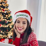 Personalisierte weiche und Plüsch Weihnachtsmütze mit Glitzer bestickt Name Stocking Stuffer Weihnachtsfeier Geschenk für Familie