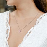 Collana con ciondolo a forma di fiore personalizzata con pietra di nascita gioiello in stile mminimalista catena sottile regalo per donne