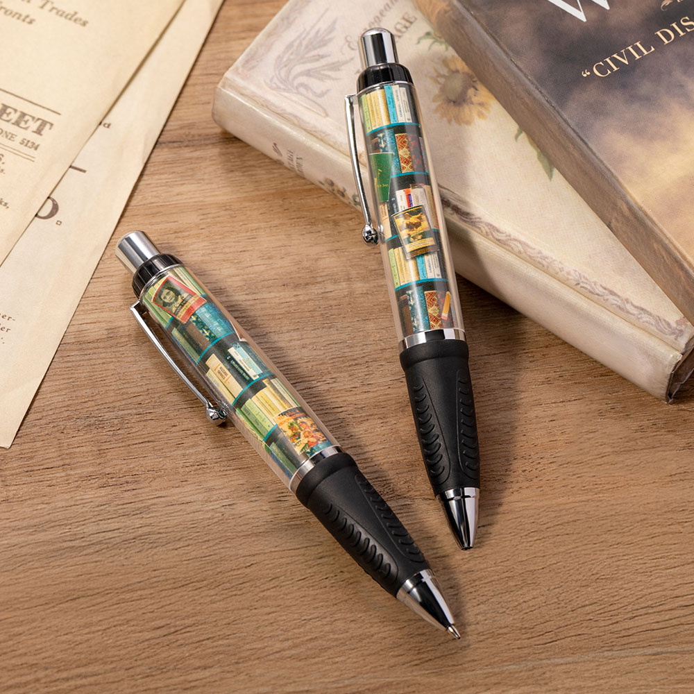 Stylo à bille à encre gel noire pour couverture de livre personnalisé Accessoire pour livre Cadeau pour amoureux des livres Bibliothécaire