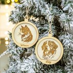 Personalizzato Cane Gatto Ritratto in legno Ornamento natalizio rotondo da appendere con nome Decorazione dell'albero di Natale Regalo in memoria dell