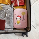 Boîte à Bijoux à Miroir LED Personnalisée avec Nom Fleur de Naissance et Personnage Cartoon Cadeau St-Valentin Noël pour Femme Fille Petite Amie