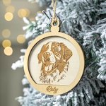 Personalizzato Cane Gatto Ritratto in legno Ornamento natalizio rotondo da appendere con nome Decorazione dell'albero di Natale Regalo in memoria dell