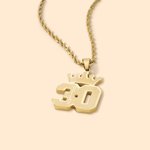 Personalized Minilist Crown Lucky Number Pendant Necklace with Name Twisted Chain Jewelry Team Birthday Gift for Man