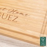 Personalized Engraved Name Bamboo Cutting Board with Juice Groove Housewarming Wedding Gift for Family Friend