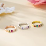 Henkilökohtainen 1-6 Suorakulmainen Birthstones Ring Family Korut Äitienpäivä Syntymäpäivä Joululahja naisille