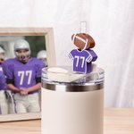 Personalised 3D Football Jersey Reusable Straw Topper Set with Number Charm Accessory for Stanley Tumbler Birthday Gift for Football Fans