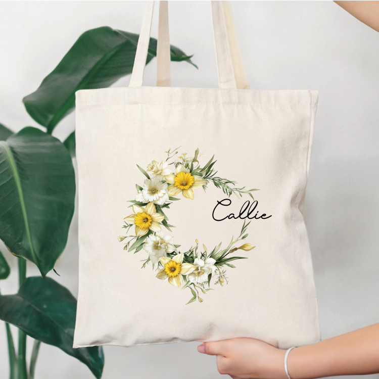 Borsa In Tela Di Cotone Con Iniziale Ricamata, TOPDesign, 43x30x20 Cm, Naturale, Regalo Personalizzato Donna