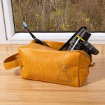 Gepersonaliseerde Schattige Hond Waterdichte Leren Toilettas met Naam Verjaardag Reisaccessoires Verjaardagscadeau voor Groomsmen Mannen