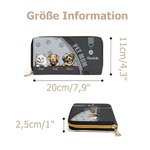 Personalisierte Hund Katze Porträt PU-Leder Mehrfächrige Geldbörse mit Namen Metall-Reißverschluss Erinnerung Geburtstag Geschenk für Tierliebhaber