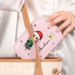 Boîte à Bijoux à Miroir LED Personnalisée avec Nom Fleur de Naissance et Personnage Cartoon Cadeau St-Valentin Noël pour Femme Fille Petite Amie