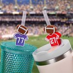 Personalised 3D Football Jersey Reusable Straw Topper Set with Number Charm Accessory for Stanley Tumbler Birthday Gift for Football Fans
