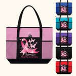 Henkilökohtainen vaaleanpunainen nauha perhonen tuki Squad Suuri Kangaskassi nimi syntymäpäivä rohkaisu lahja rintasyöpäpotilas