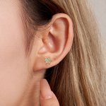 Personalized Minimalist Flower Birthstones Stud Earrings Birthday Valentine's Day Gift for Women