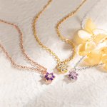 Collana con ciondolo a forma di fiore personalizzata con pietra di nascita gioiello in stile mminimalista catena sottile regalo per donne