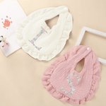 Bavoir Ajustable 100% Coton Personnalisé avec Initiale de Couronne Cadeau Noël Anniversaire pour Bébé Nouveau-né