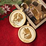 Personalizzato Cane Gatto Ritratto in legno Ornamento natalizio rotondo da appendere con nome Decorazione dell'albero di Natale Regalo in memoria dell