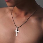 Personalized Cross Necklace with Engraved Text Religious Jewelry Baptism Christmas Gift for Men