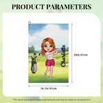 Personalised Soft Quick Dry Cartoon Character Golf Waffle Towel with Carabiner Golf Accessories Birthday Gift for Golf Player