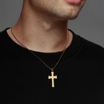 Personalized Cross Necklace with Engraved Text Religious Jewelry Baptism Christmas Gift for Men