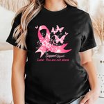 Personalised Pink Ribbon Butterfly Support Squad Sweatshirt T-shirt with Name Encouragement Birthday Gift for Breast Cancer Family