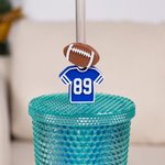 Personalised 3D Football Jersey Reusable Straw Topper Set with Number Charm Accessory for Stanley Tumbler Birthday Gift for Football Fans