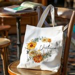 Personlig Födelseblomma Krans Canvas Tote Bag med namn Mors dag Födelsedagspresent för kvinnor