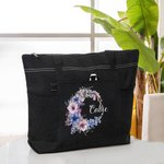 Personalisierte Geburt Blume Kranz große Tragetasche mit Namen und Mesh-Taschen Reisen Essentials Geburtstag Geschenk für Frauen
