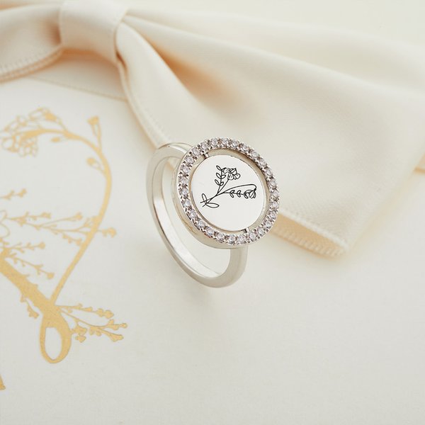 Personalized Engraved 2-5 Birth Flowers Bouquet Unzip Reversible Ring Adorned with Zircon Mother's Day Birthday Gift for Women