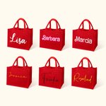 Dolly Curvy Font sac cabas réutilisable en toile de jute rouge avec nom Anniversaire Mariage Noël Party Favors Gift for Women Girls